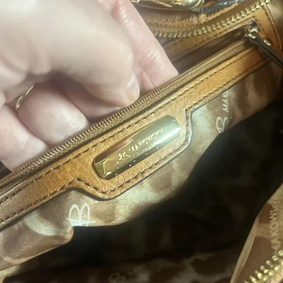 Vintage Makowsky Satchel Bag Brown Leather Large Handbag 16x9x7 Chic Style - Picture 5 of 16